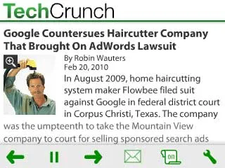 A TechCrunch article as displayed on a Chumby