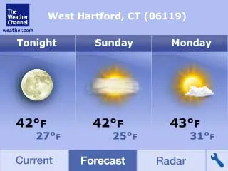 A Weather Channel forecast as displayed on a Chumby