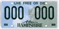 A New Hampshire license plate, including the state motto “Live free or die”